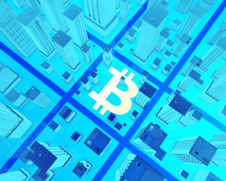 Bitcoin mining farm showcasing rows of active miners